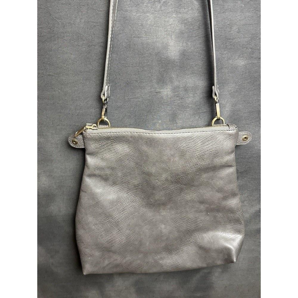 Antik Kraft Gray Vegan Leather Crossbody Bag Medium Satchel Faux Leather Purse
